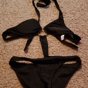 Black one piece swim suit size medium